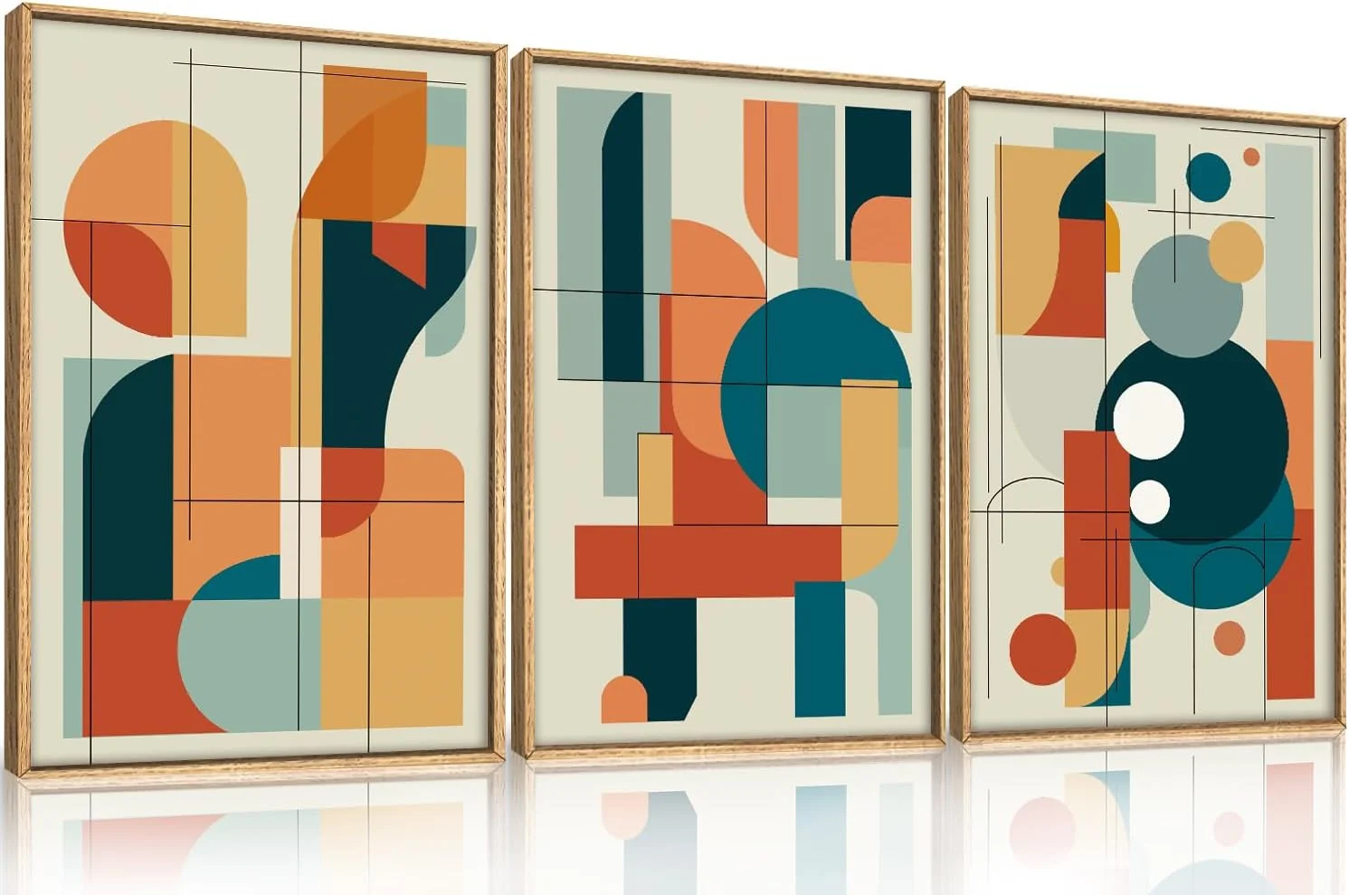 FWIEXA Mid Century Modern Wall Art Set Framed, Modern Canvas Art Wall Decor, Large Abstract Wall Painting, 3 Piece 16x24