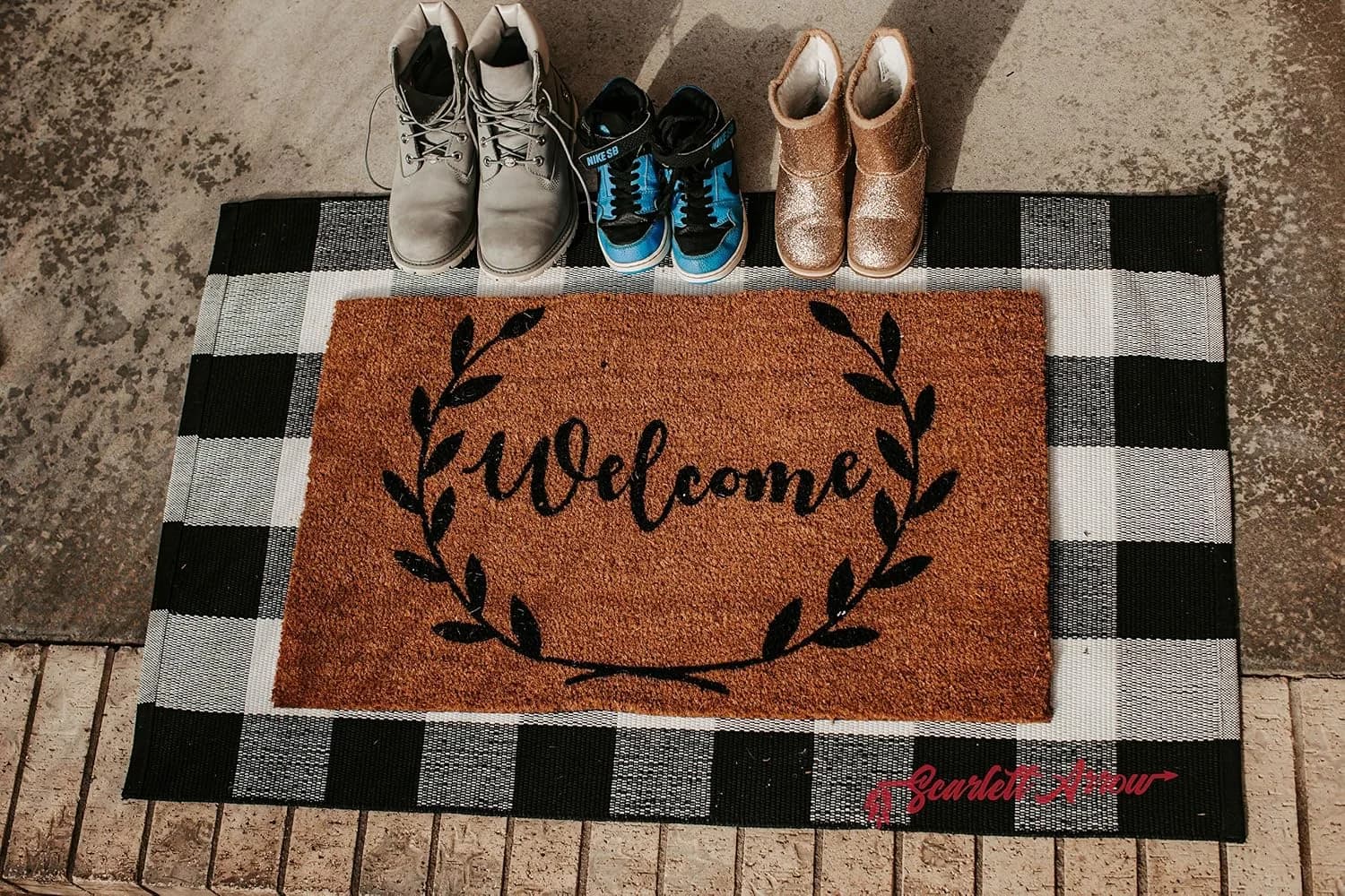 Buffalo Plaid Rug 28" x 43" - Indoor/Outdoor Black and White Checkered Rug - Area Rugs for Layered Door Mats Washable Ca