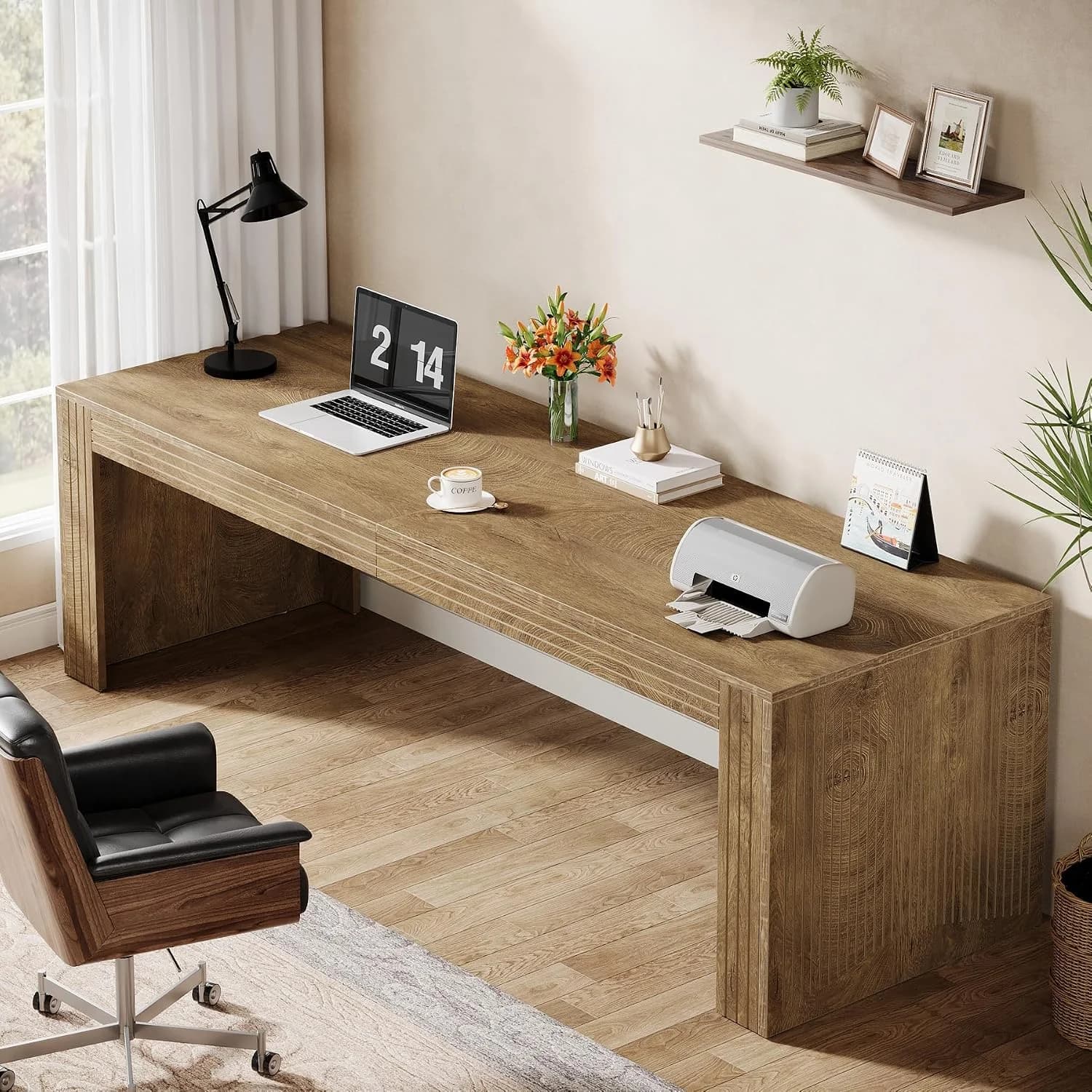 Tribesigns 79-Inch Extra Long Desk, Two Person Double Desk for Home Office