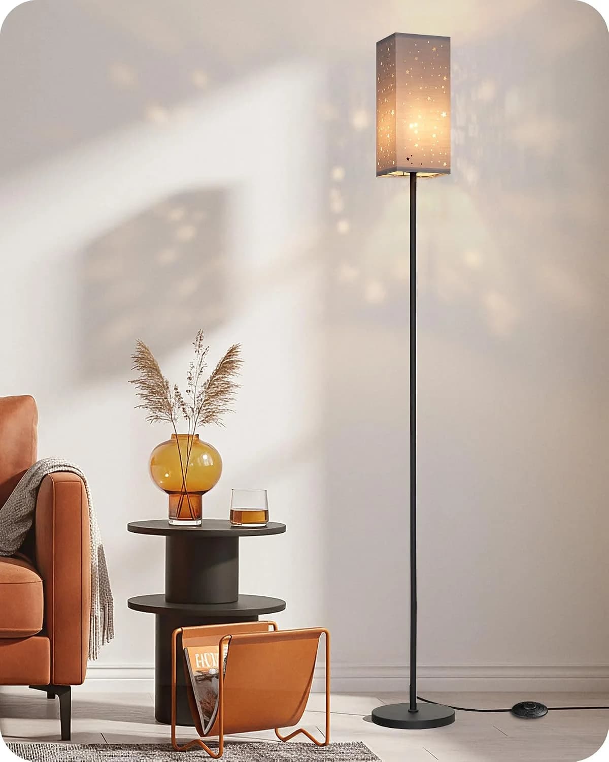 64.6" Floor Lamp, with Foot Switch, Standing Lamp with Sky Stars Design, Modern Freestanding Lamp (Bulb Not Included), f