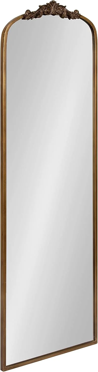 Kate and Laurel Arendahl Glam Arched Vintage Full Length Mirror; 18 x 58; Gold; Traditional Baroque Full Body Wall Mirro