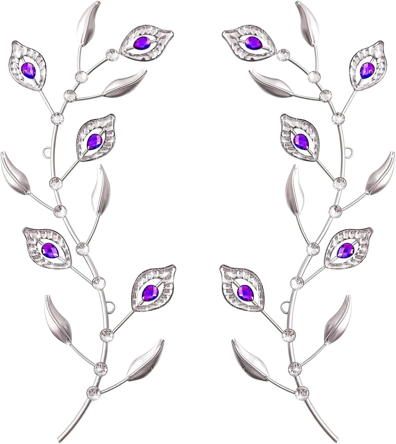 sxnzequnze 2 Set Metal Tree Leaf Wall Art for Home Decor Living Room Bedroom Dining Room Bling Rhinestone, 3D, Iron Bran