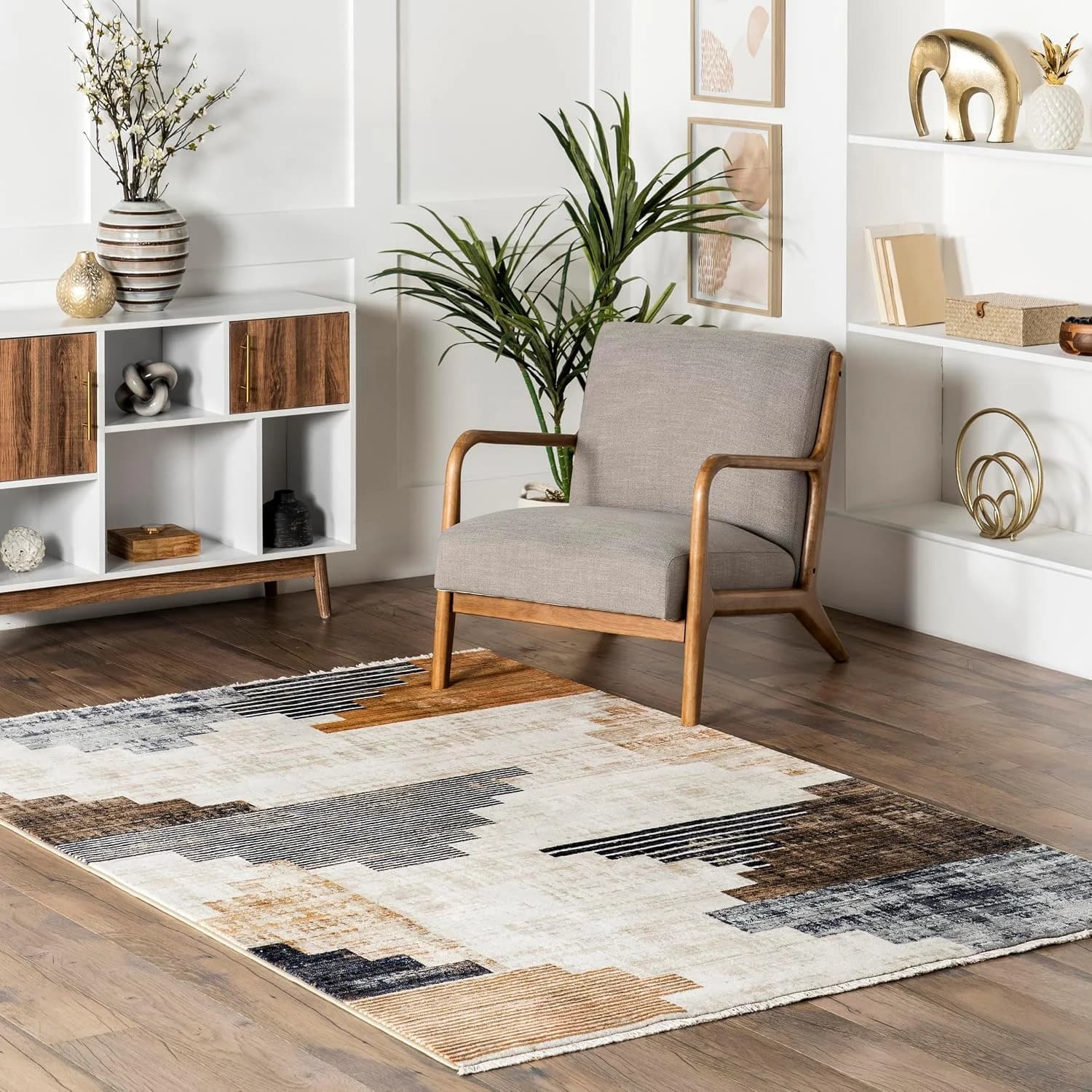 nuLOOM Vanita Navy Geometric Power Loomed Area Rug, 6' Square