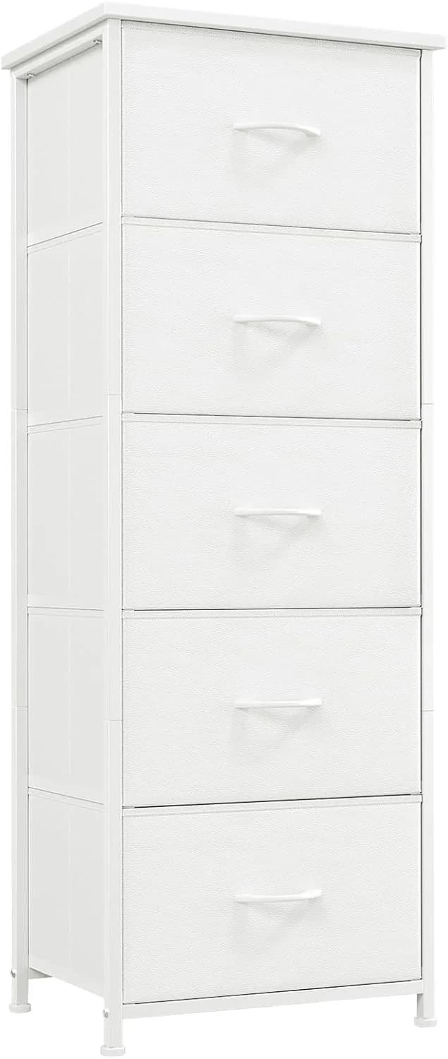 Somdot Tall Dresser for Bedroom, 5 Drawer Storage Cabinet, White