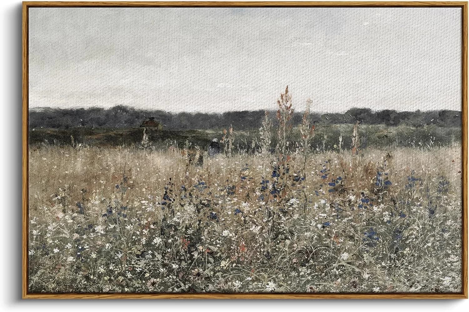 InSimSea Framed Canvas Wall Art Vintage Decor, Landscape Wall Art, Meadow with Flowers Art, Modern Farmhouse Decor, Cott