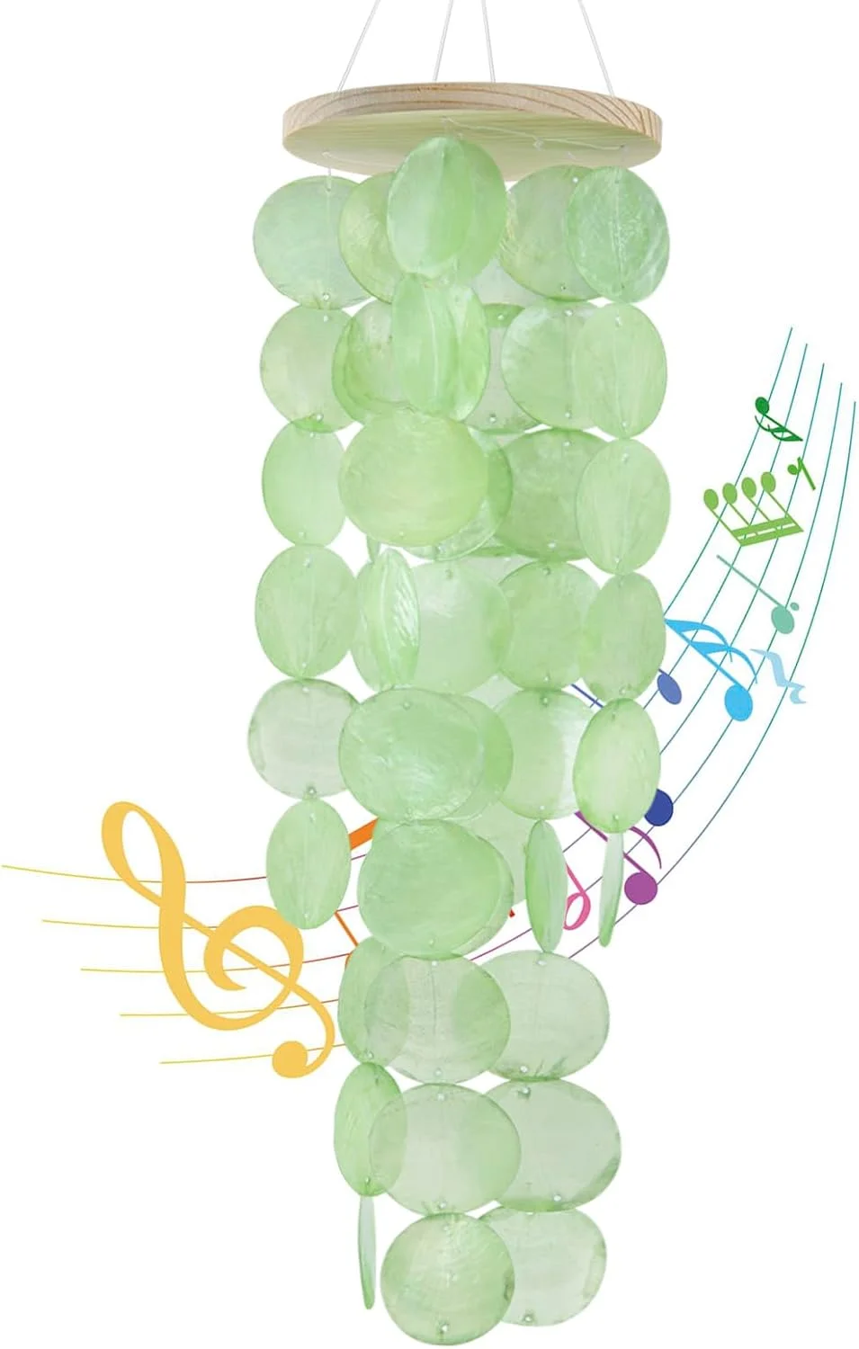 Wind Chimes for Outside, Handcrafted Green Capiz Shells Windchime
