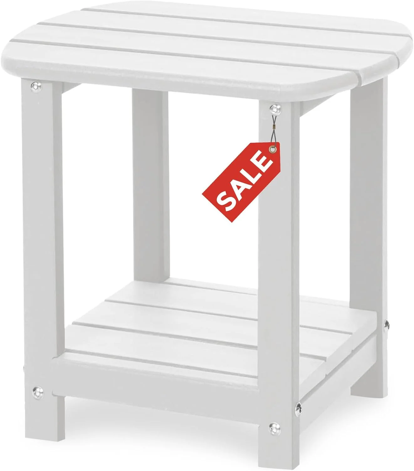 Adirondack Square Outdoor Side Table,2-Tier Storage Patio Side Table, HDPE End Tables for Backyard Pool Porch Garden Law
