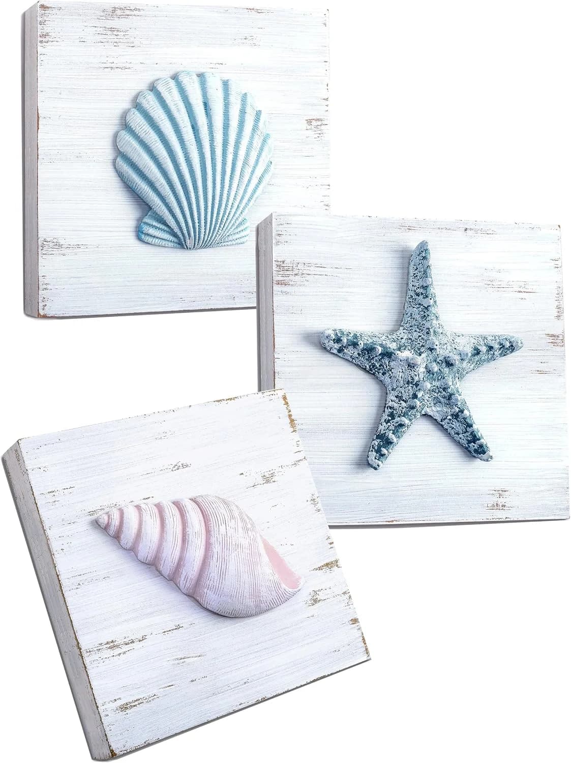 Tide and Tales 3D Beach Wall Art, Coastal Bathroom Wall Decor, Set of 3