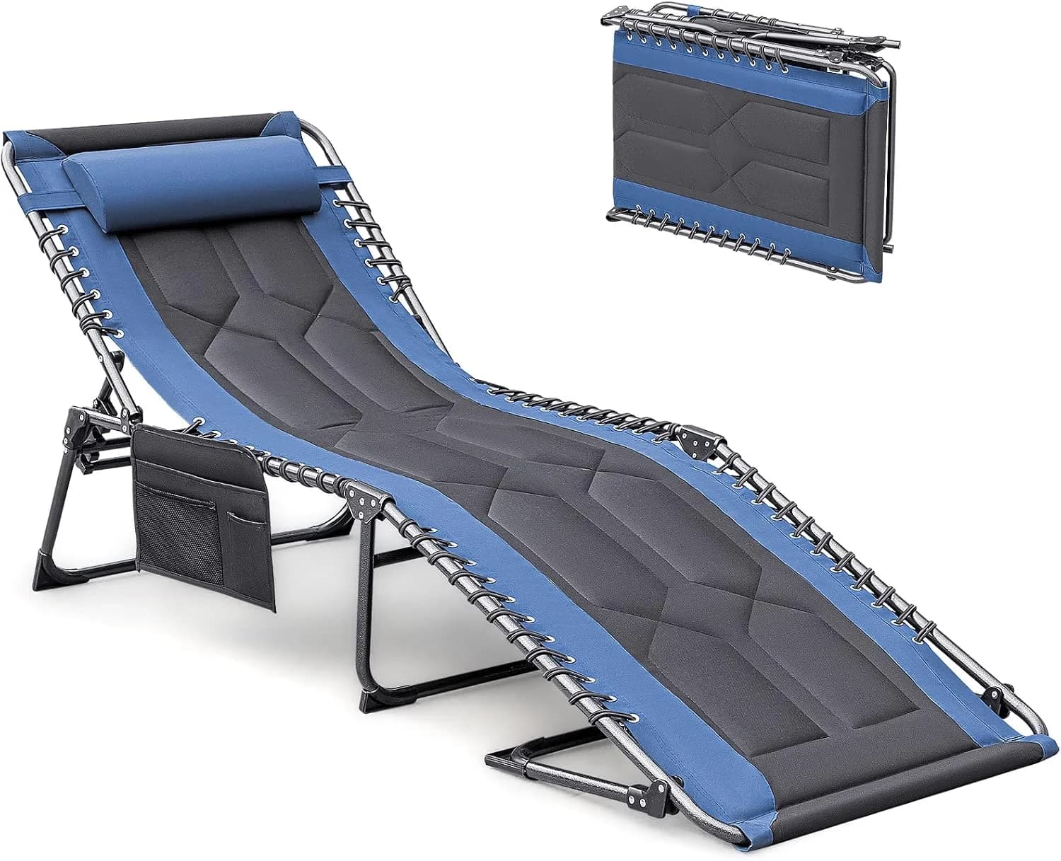 Devoko 4-Fold Portable Folding Outdoor Chaise Lounge Reclining Chair