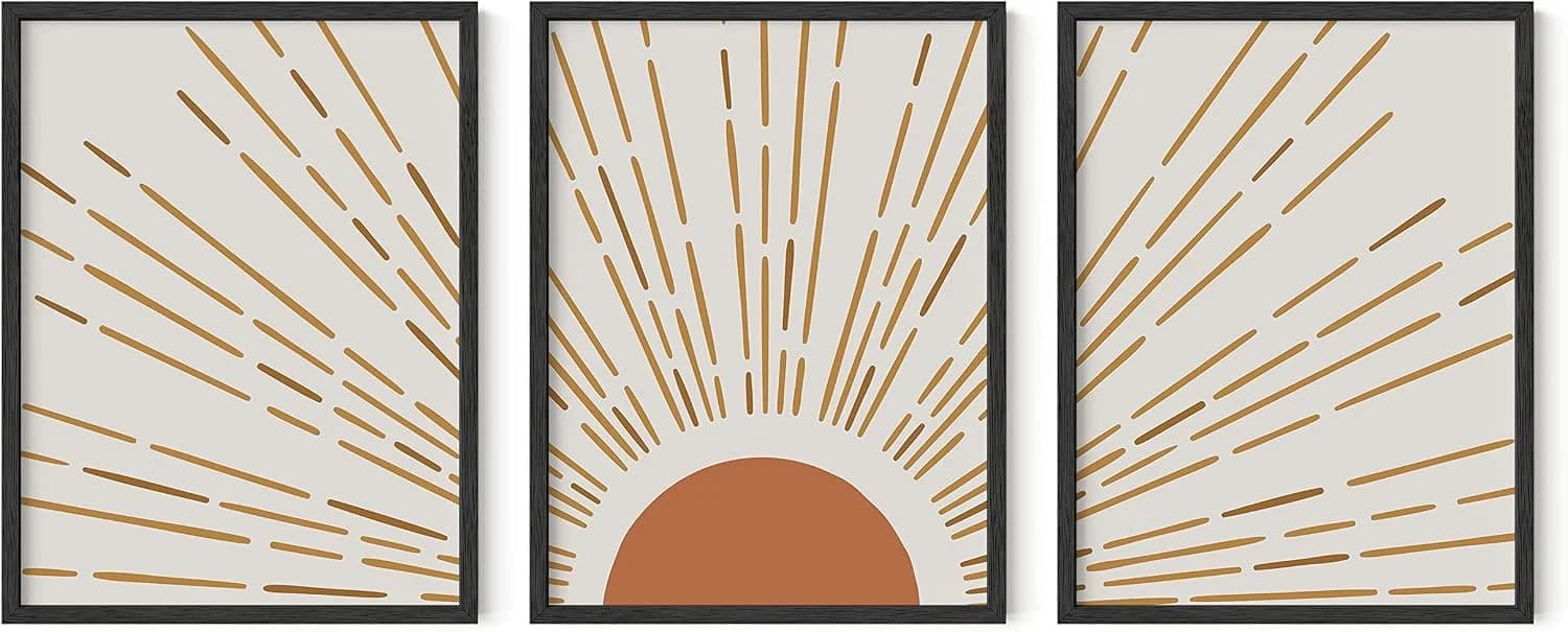 HAUS AND HUES Boho Art - Boho Pictures Wall Decor, Scandinavian, Sun, Terracotta, Southwestern, Mid Century (12x16 UNFRA