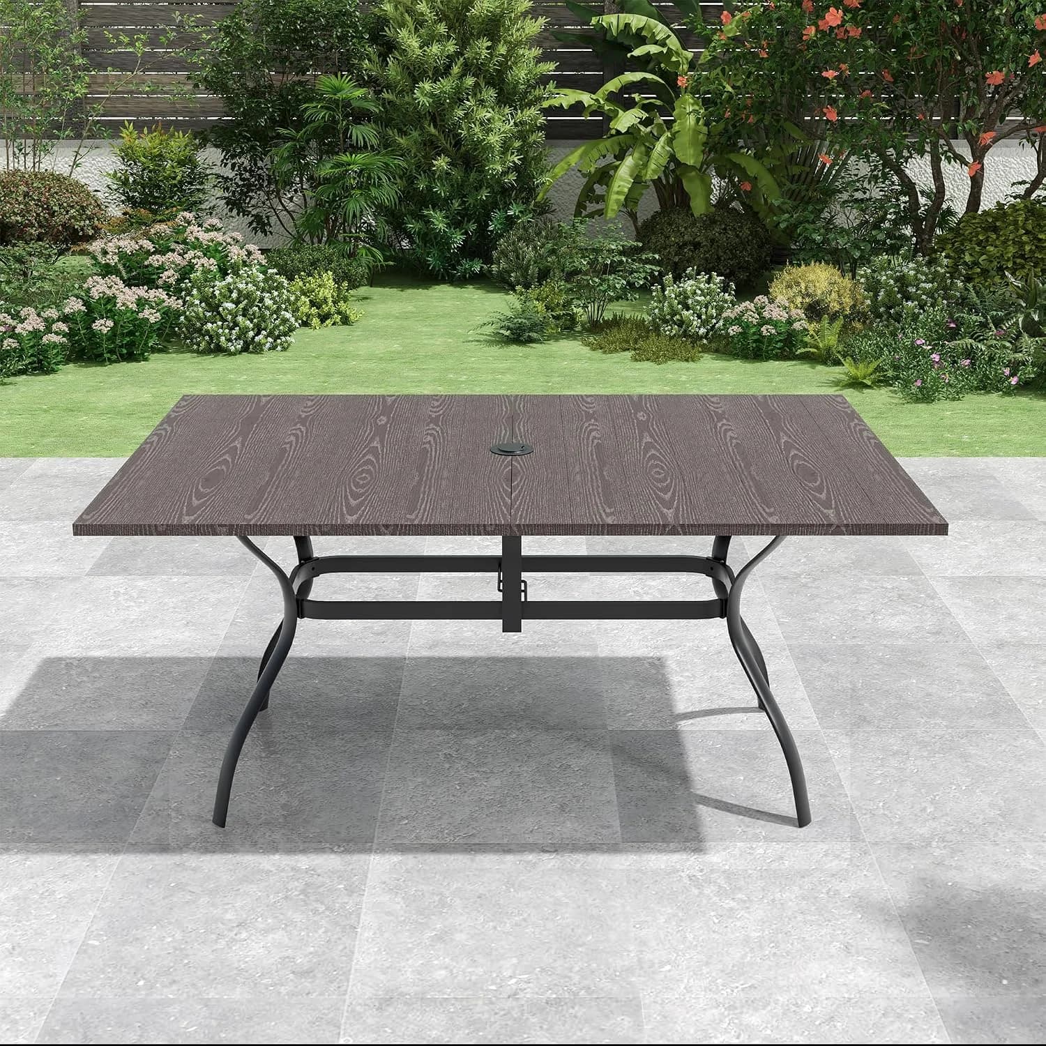 Rectangle Outdoor Patio Dining Table for 6, 63"x38"x28"