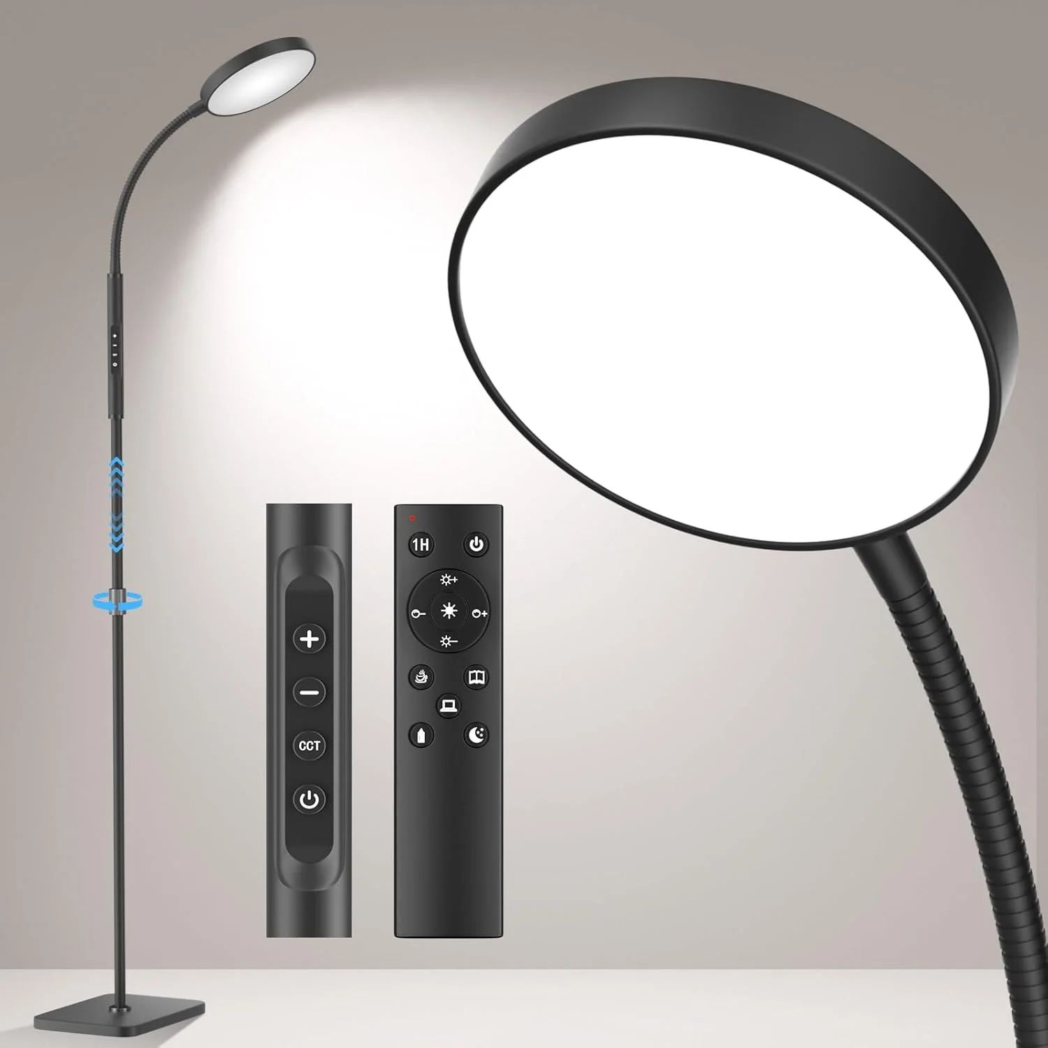 PACOVY Floor Lamp, Adjustable Height Floor Lamps for Living Room Bedroom, 120 LED Super Bright Standing Lamp Remote & To