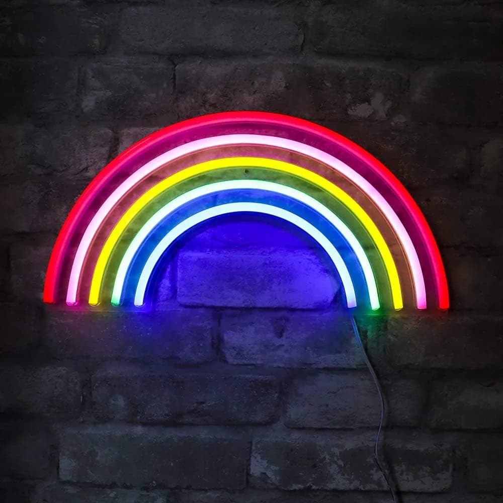 Isaac Jacobs 15"x7.5" LED Neon Multi-Colored Rainbow Wall Sign