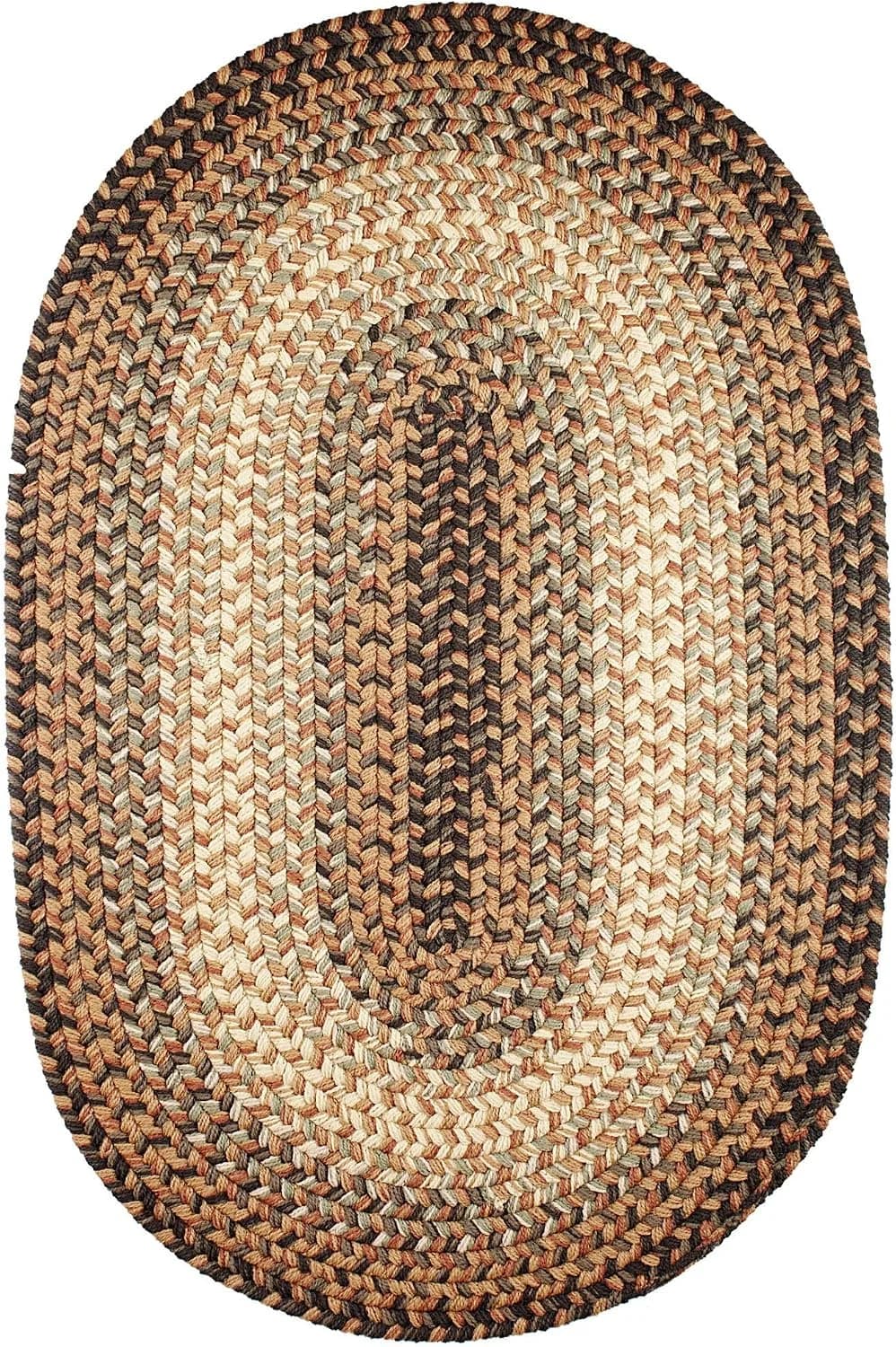 Super Area Rugs Oval 5X8 Taupe/Gray Braided Rug Hartford Primitive Decor Carpet - Indoor Outdoor - 5' X 8' for Living Ro