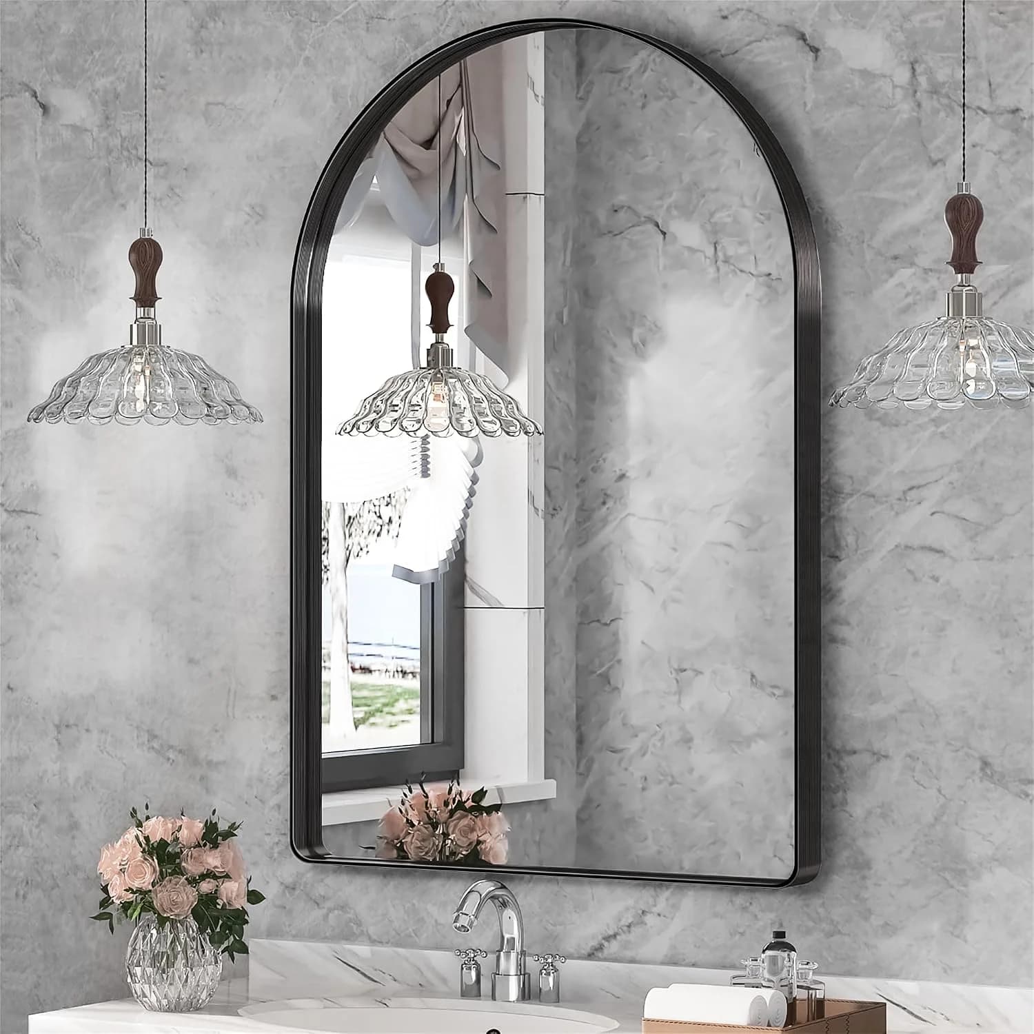 Suidia 22" x 30" Bathroom Mirror, Bathroom Vanity Mirror Metal Framed, Wall-Mounted Mirrors for Bedroom, Living Room, En