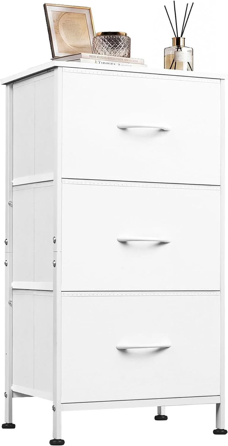 WLIVE Small Dresser Nightstand for Bedroom, 3 Drawers, White