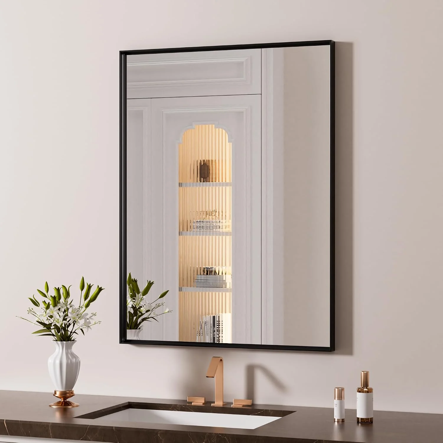 LOAAO Black Bathroom Mirror 20"X28"