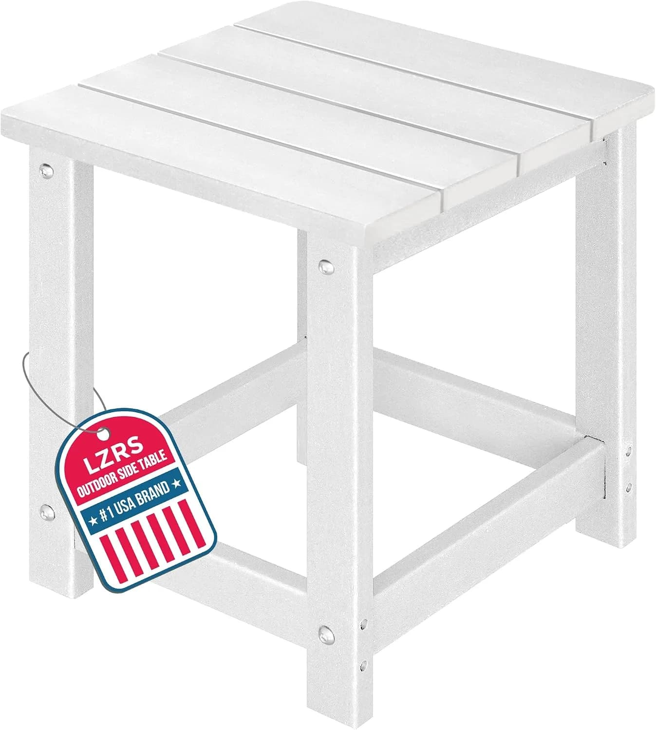 LZRS Patio Side Table, Heavy Duty HDPE Outdoor End Table with Wood Texture, Weatherproof Composite Table for Adirondack