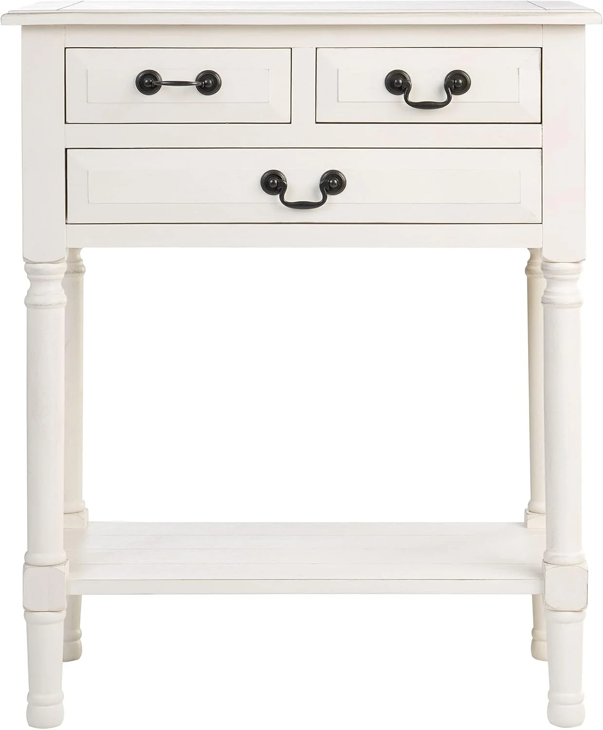 SAFAVIEH Furniture - Primrose 3-Drawer Console Table - Distressed White - Solid Wood - Farmhouse Classic Design - Ideal