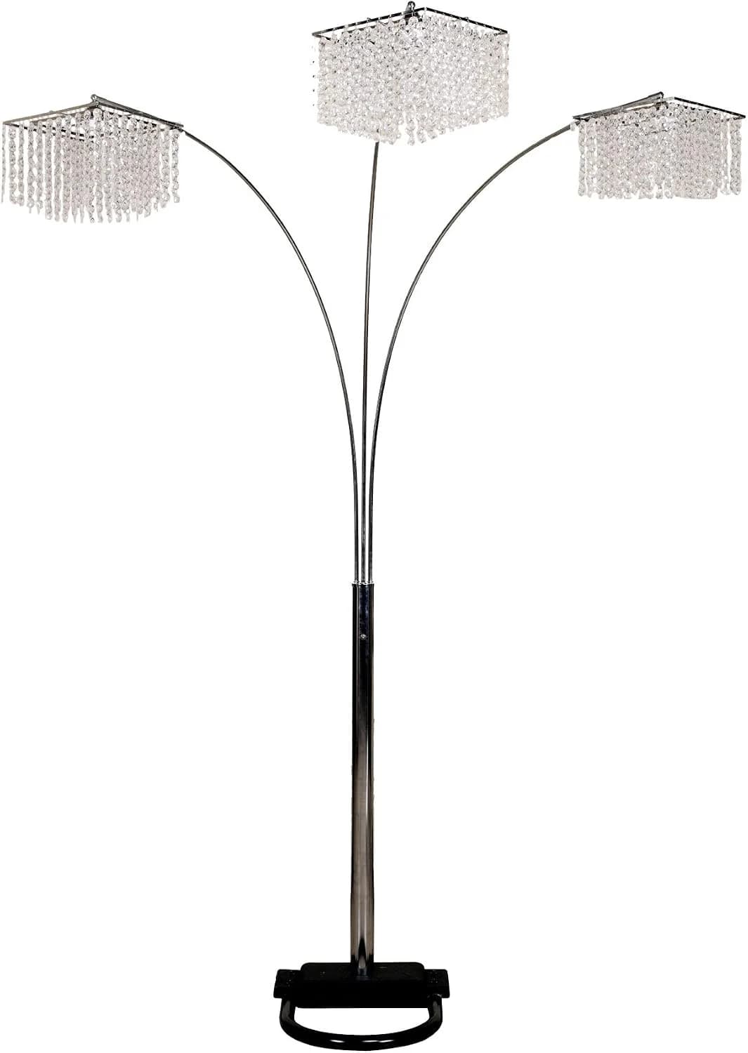Ore International 6932 3 Light Crystal Inspirational Arch Floor Lamp, 97" x 17.5" x 19", Silver