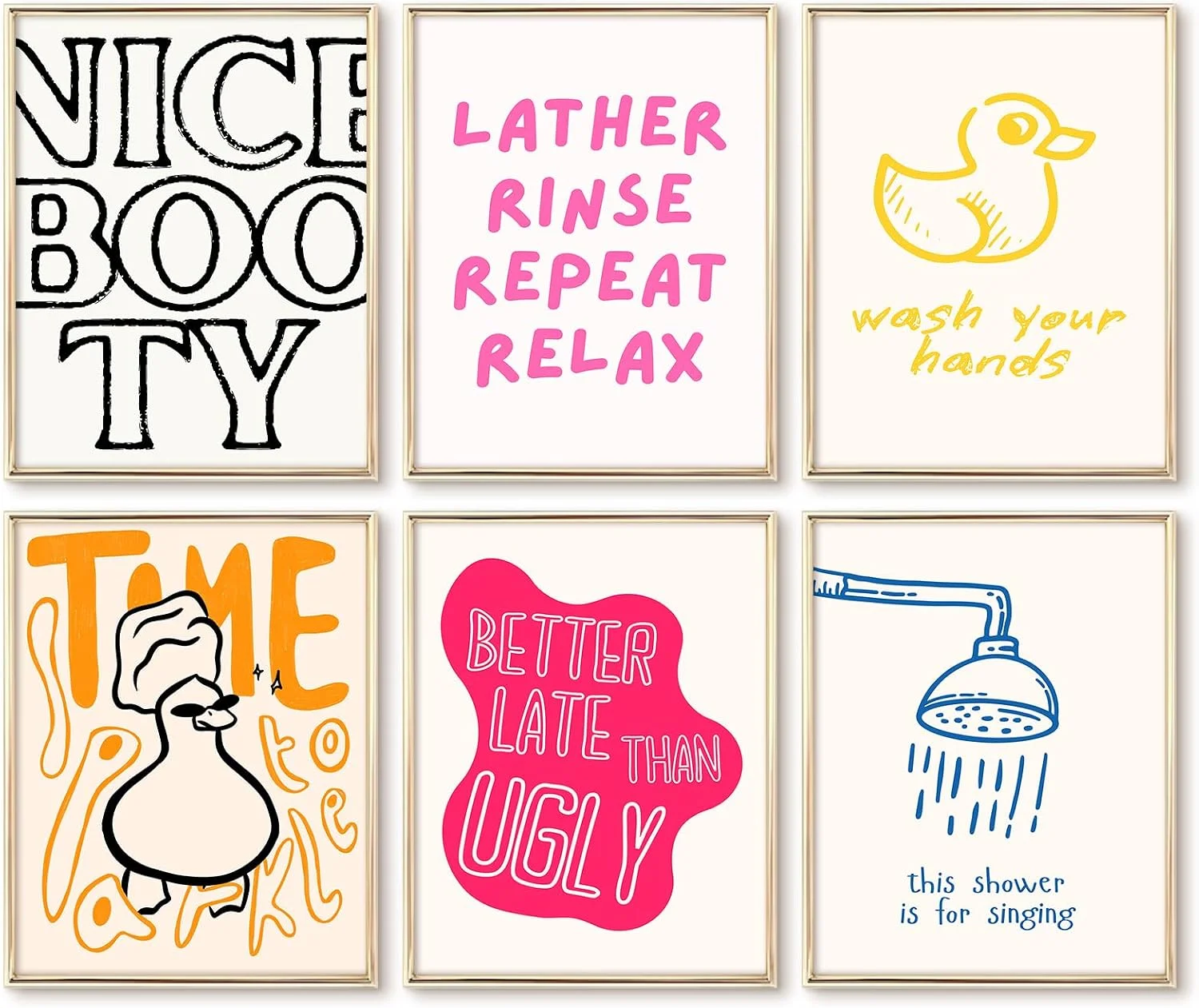 Funny Bathroom Wall Art Decor Minimalist Fun Duck Prints Canvas Wall Decor Modern Humorous Bath Pictures Funny Cute Duck