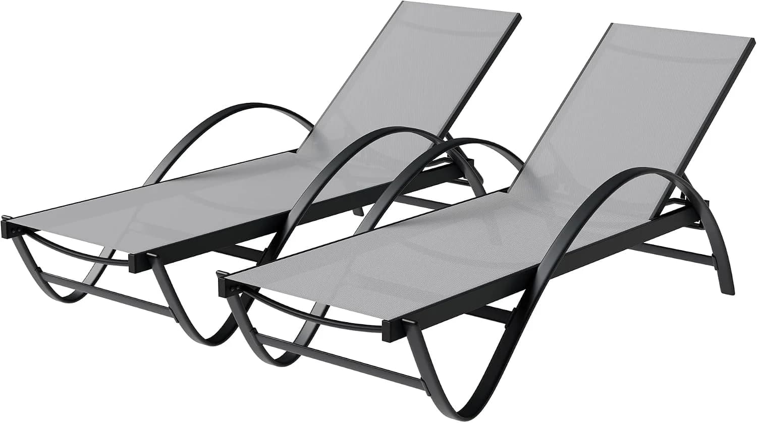 Shintenchi Patio Chaise Lounge Set of 2, Pool Chaise Lounge with Arm,Outdoor Lounge Chair with 5 Adjustable Backrest,Sun