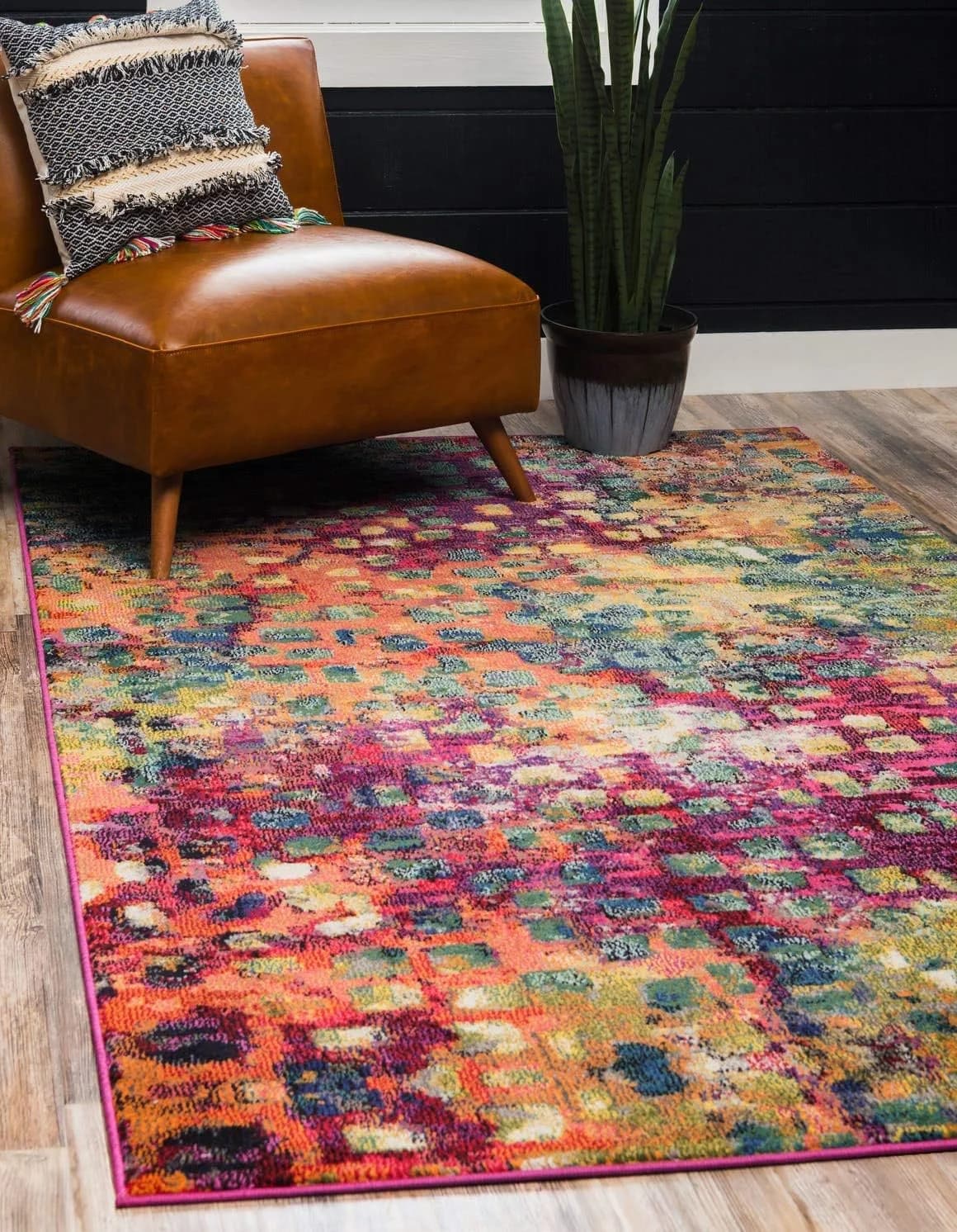 Unique Loom Jardin Collection Colorful, Vibrant, Abstract, Modern Area Rug (6' 0 x 9' 0 Rectangular, Multi/ Blue)