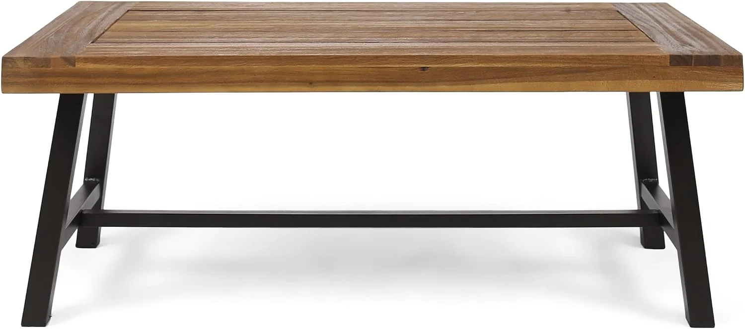 Christopher Knight Home Carlisle Outdoor Acacia Wood Coffee Table, Sandblast/Rustic Metal