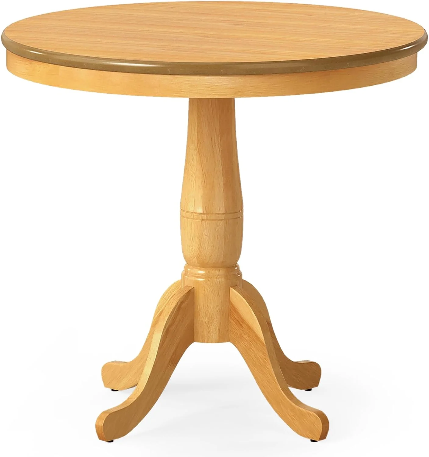 Giantex Round Dining Table for 2-4 People, 32" D X 30" H Wooden Kitchen Table with Spacious Tabletop, Pedestal Base, Lei