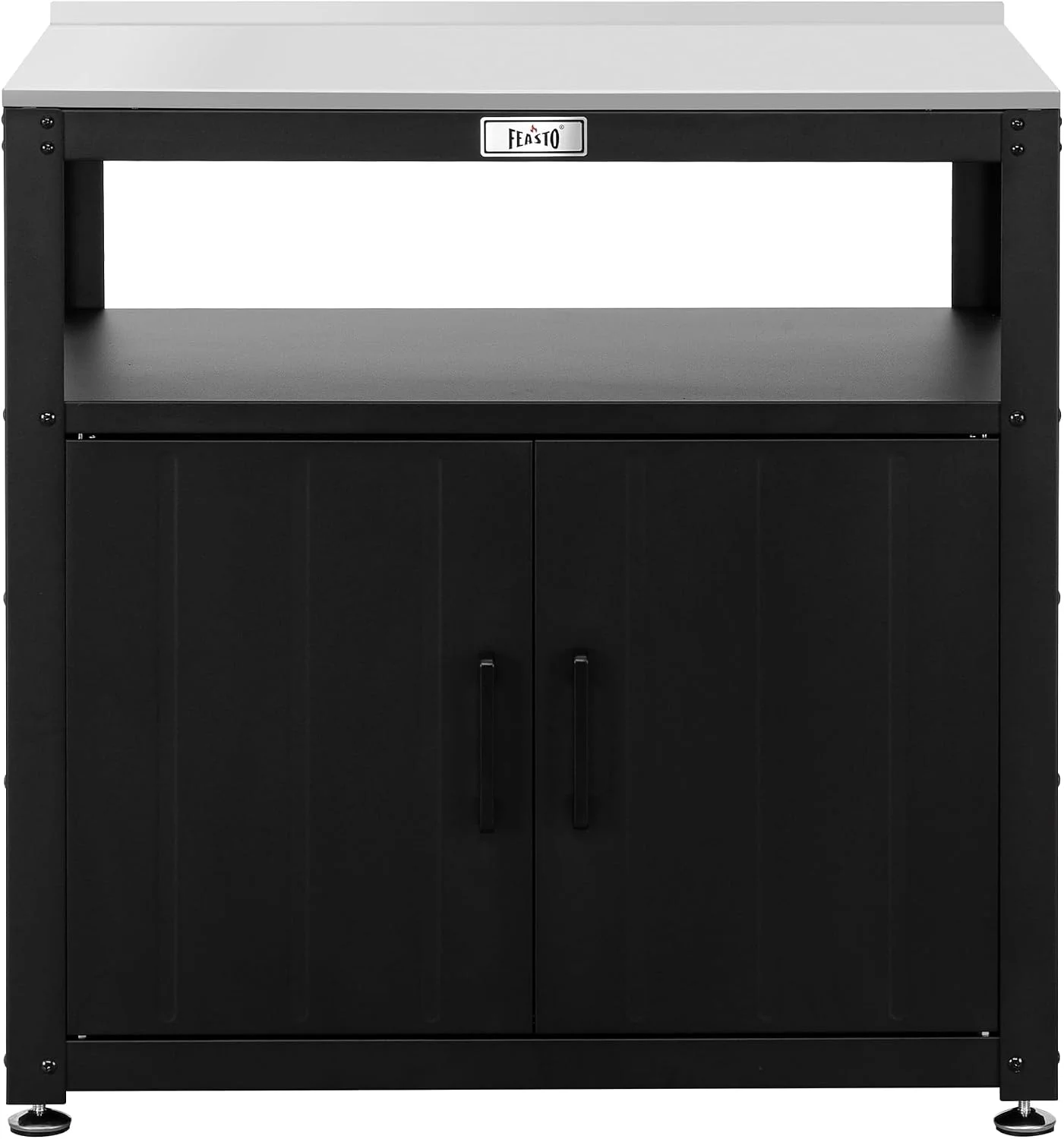Feasto Metal Outdoor Potting Bench with Storage Cabinet for Garden Work