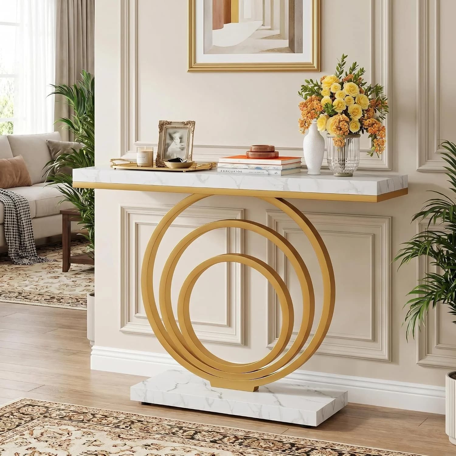 Tribesigns 41-Inch Gold Entryway Table, Modern Console Table Narrow Long, Contemporary Accent Table for Living Room, Hal