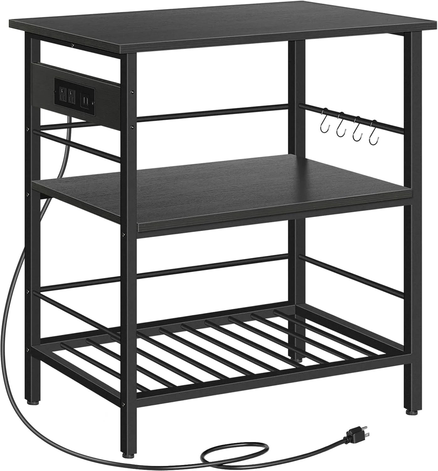 HOOBRO Kitchen Island with Storage, Kitchen Island Table with Power Outlet, 35.4" L 3 Tier Coffee Station and Microwave