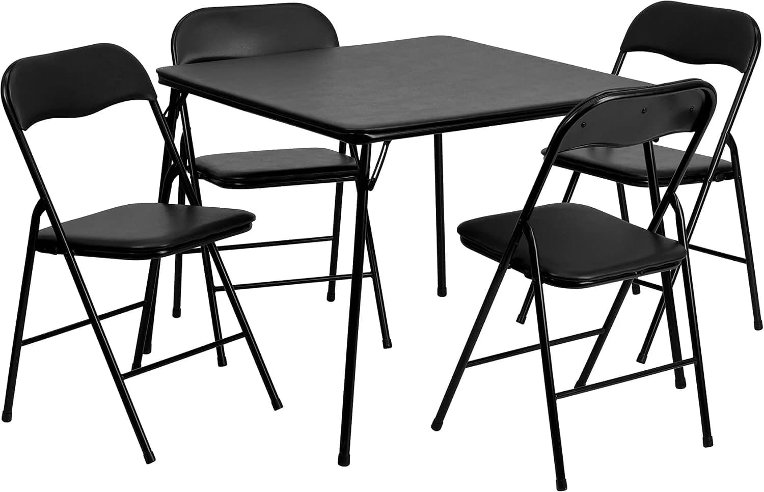 Flash Furniture Madison 5-Piece Folding Card Table and Chair Set, Black