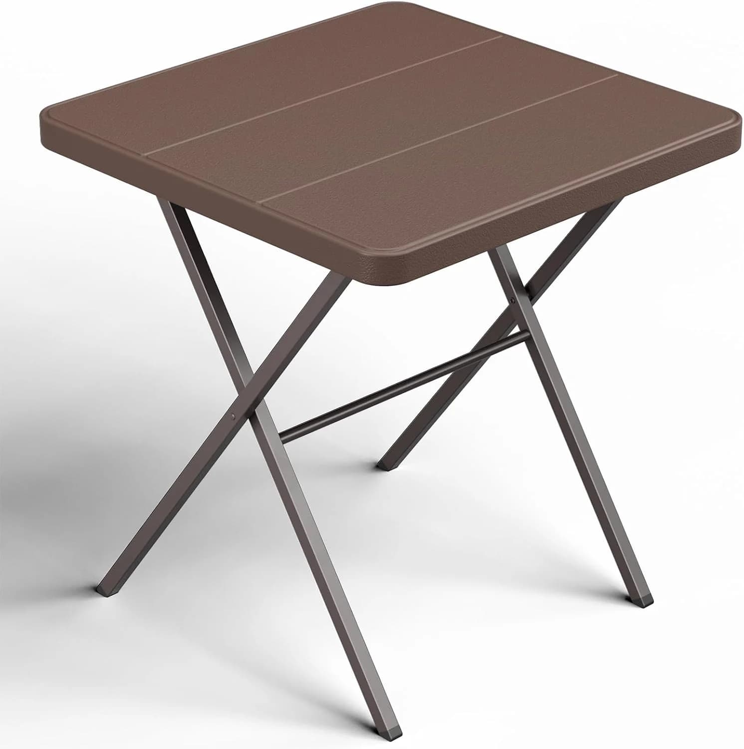 Folding Table, 27" Small Foldable Table No Assembly, Square Folding Card Table with Heavy-Duty Steel Frame, Portable Ind