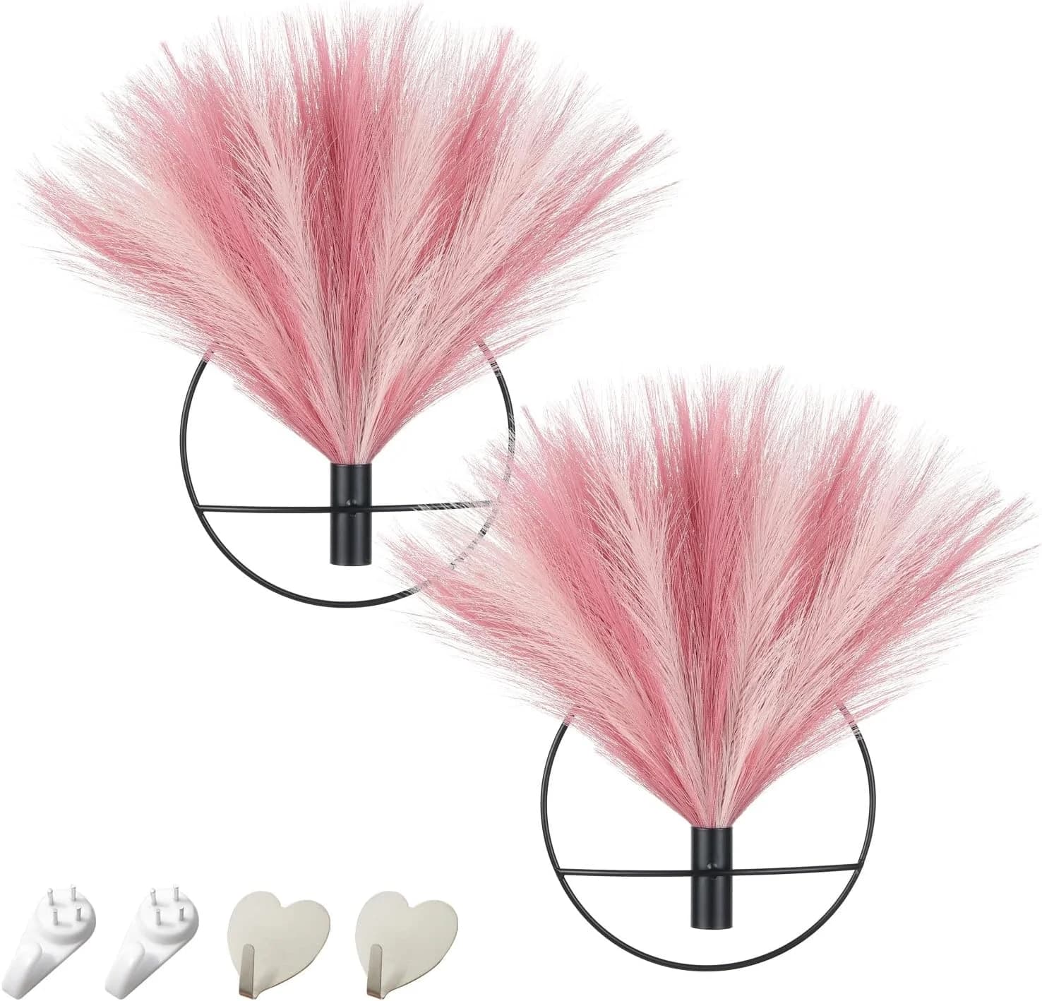 Pretty Jolly Boho Pampas Pink Wall Decor Black Metal Art