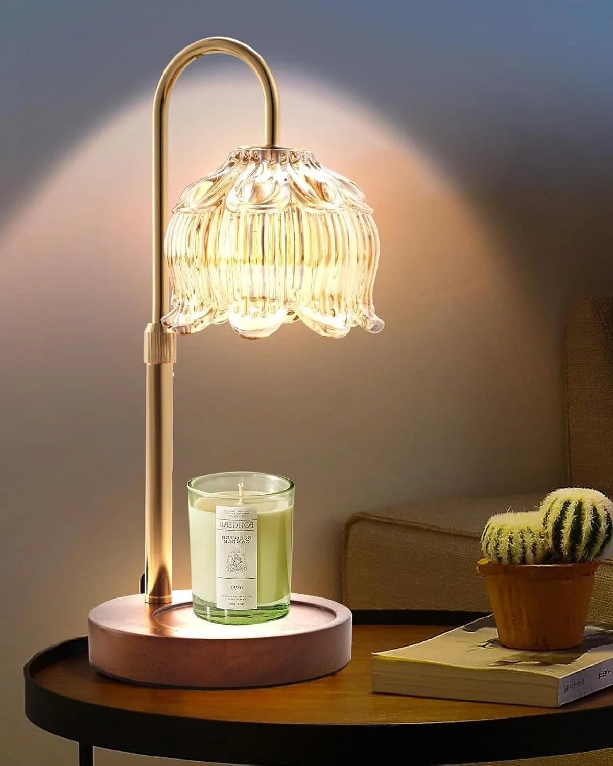Fragrance Candle Warmer Lamp with 2 Bulbs Electric Candle Warmer with Timer & Dimmer for Home Decor