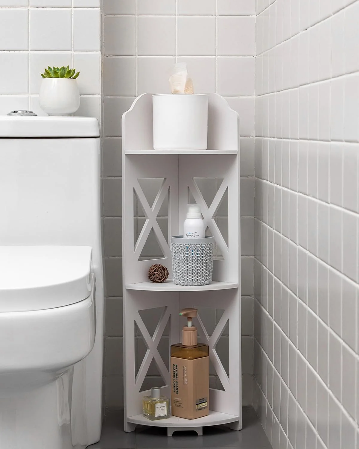 J JINXIAMU Corner Shelf Small Bathroom: Frees Up 65% Bath Space for Renters