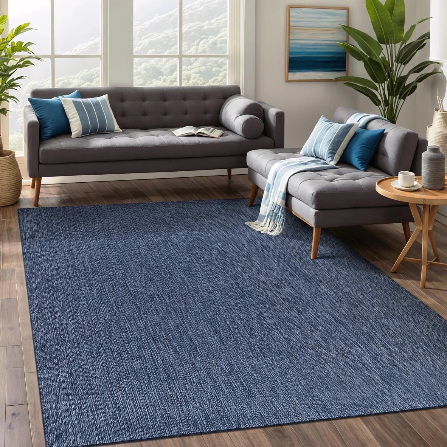 Beverly Rug Indoor Outdoor Rug 8x10, Washable Outside Carpet for Patio, Deck, Porch, Solid Modern Area Rug, Water Resist