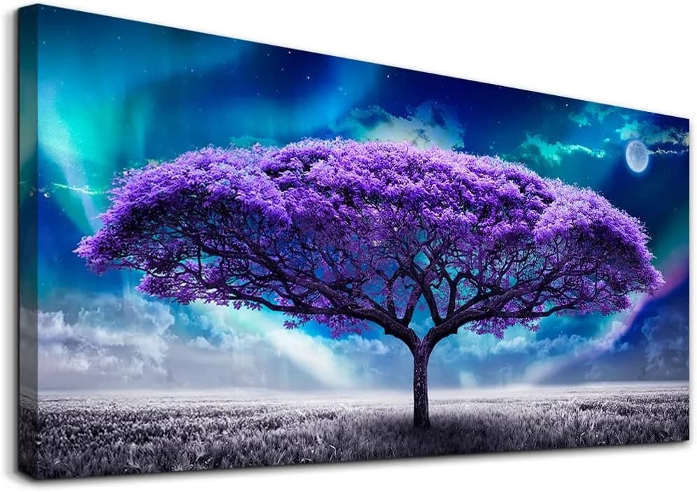 Lapremoly Purple Wall Canvas art For Living Room Bedroom Pictures Wall Decor Abstract Tree Large Art Wall Decor Nature A