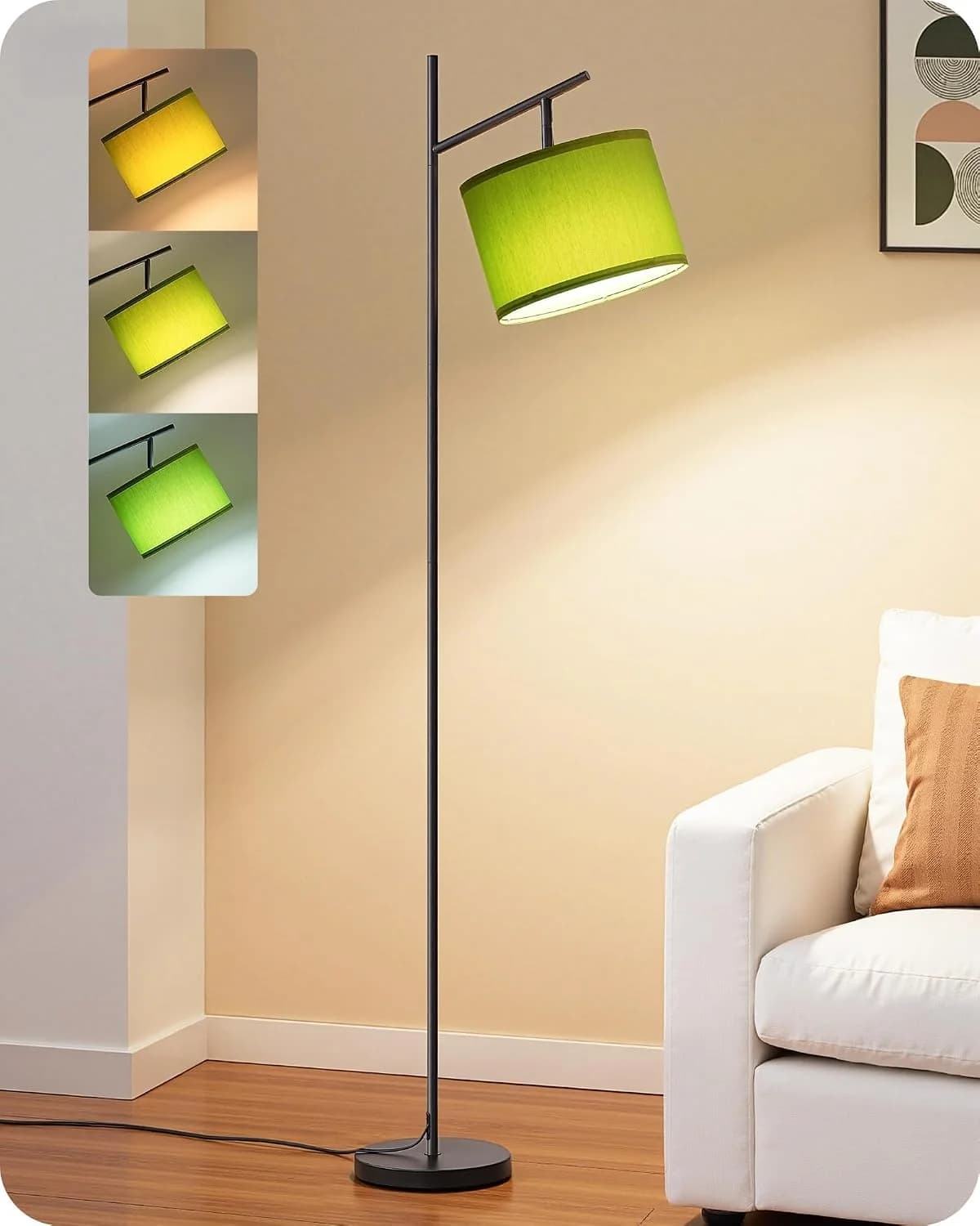 EDISHINE Modern Floor Lamps for Living Room, 64.7" Green Standing Lamp