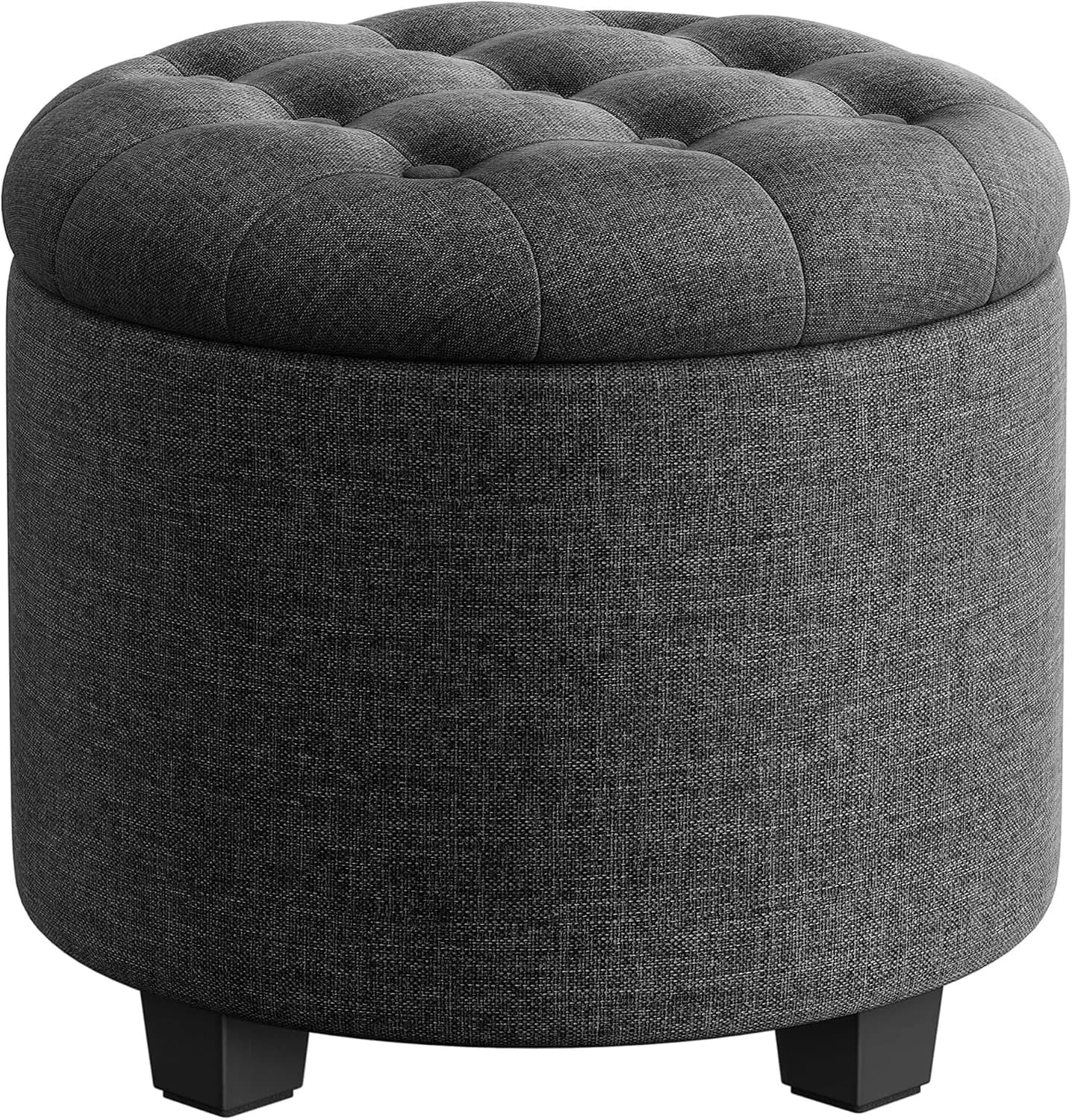 SONGMICS Round Ottoman with Storage, Vanity Stool, Linen-Look Fabric