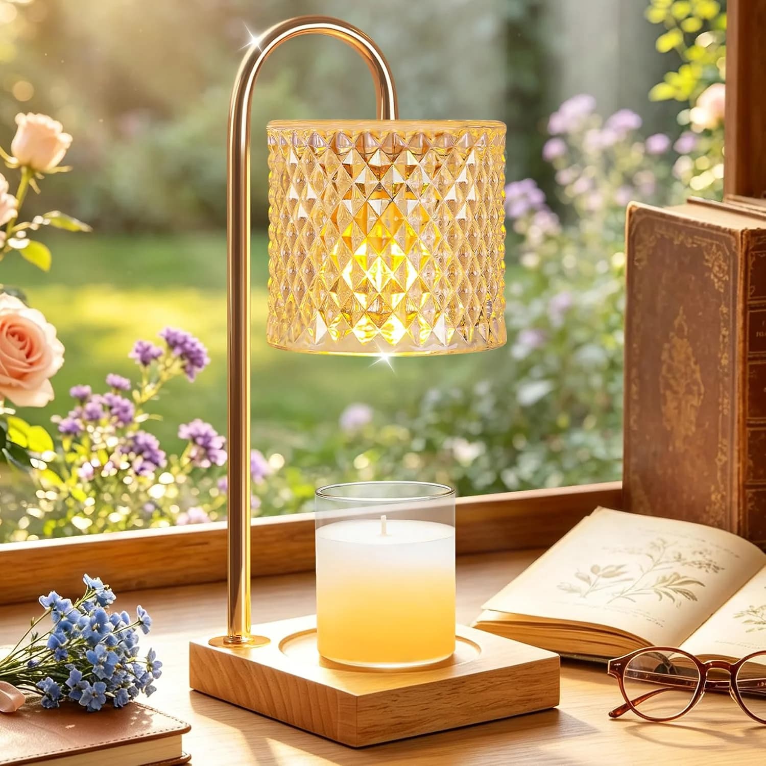 TigQiang Candle Warmer Lamp with Timer, Birthday Gifts for Women, Amber