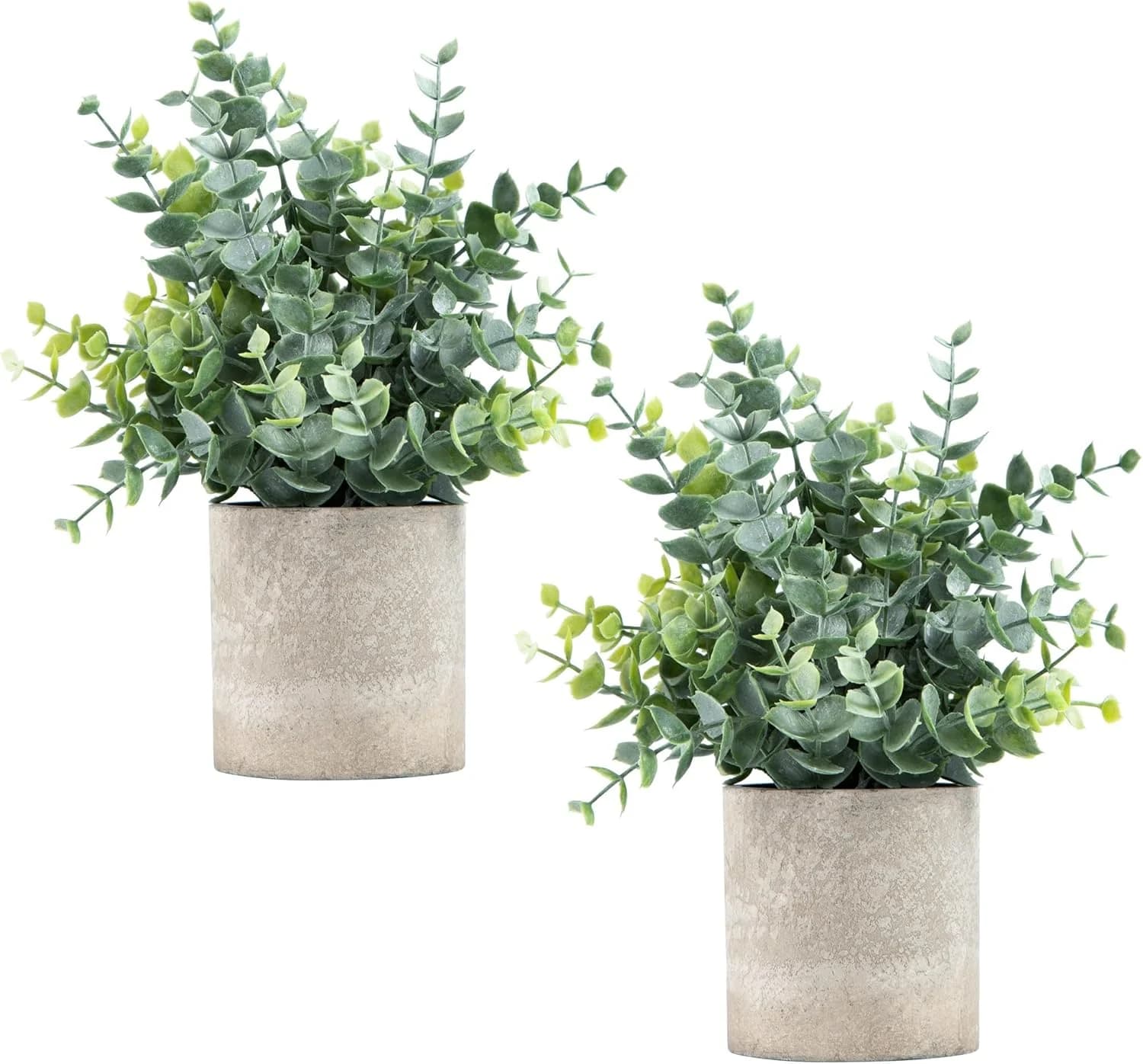 Coferset 2 Pack Small Fake Plants Eucalyptus Potted,Sage Green