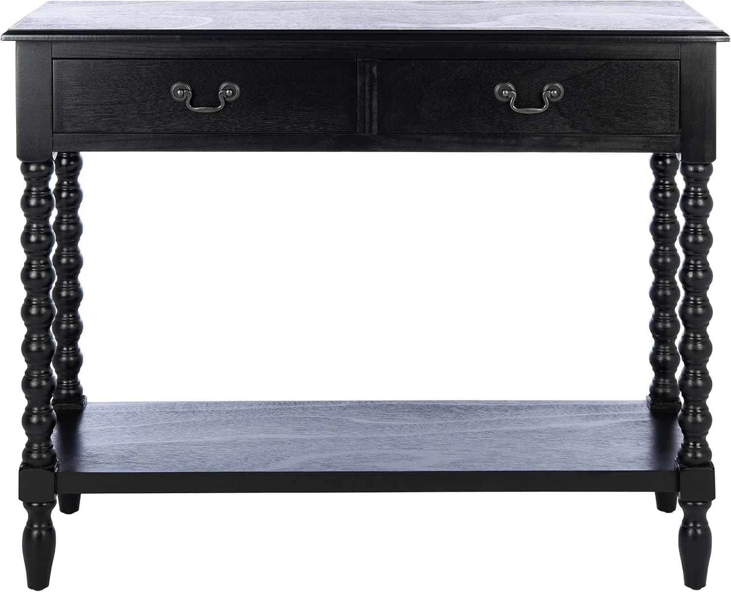 SAFAVIEH Furniture - Athena 2-Drawer Console Table - Black - Solid Wood - Farmhouse Classic Design - Ideal for Entryway,