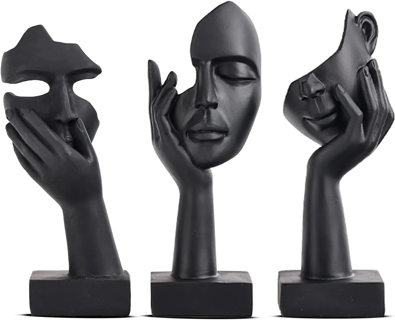 3 Pcs Thinker Small Statue Set - Black Art Abstract Home Accent Figurines for Decor Bedroom, Shelves, Living Room Coffee