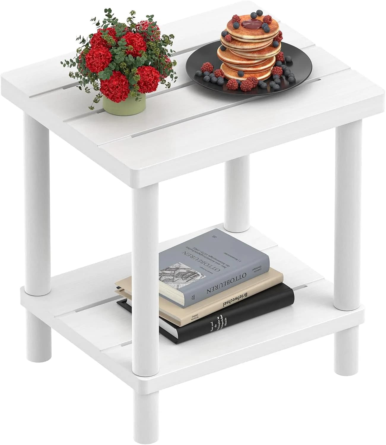LEJANEOYE Outdoor Side Table, 2-Tier Small Outdoor Table for Patio, Adirondack Side Tables for Outside or Indoor, Bamboo