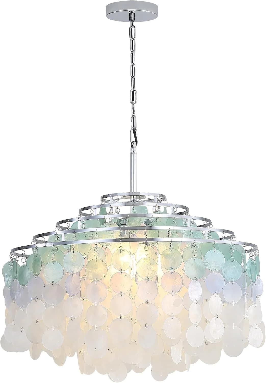 24" Capiz Shell Chandelier Dining Room Chandeliers Bathroom Pendant Light 6 Light Coastal Ceiling Hanging Light for Kitc