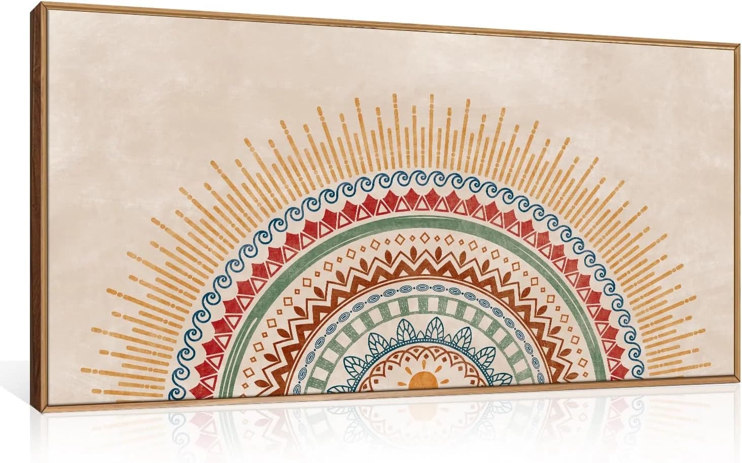 HPINUB Boho Sun Framed Canvas Wall Art Set, Mid-Century Modern Wall Decor, Minimalism Bohemian Wall Painting, Abstract G