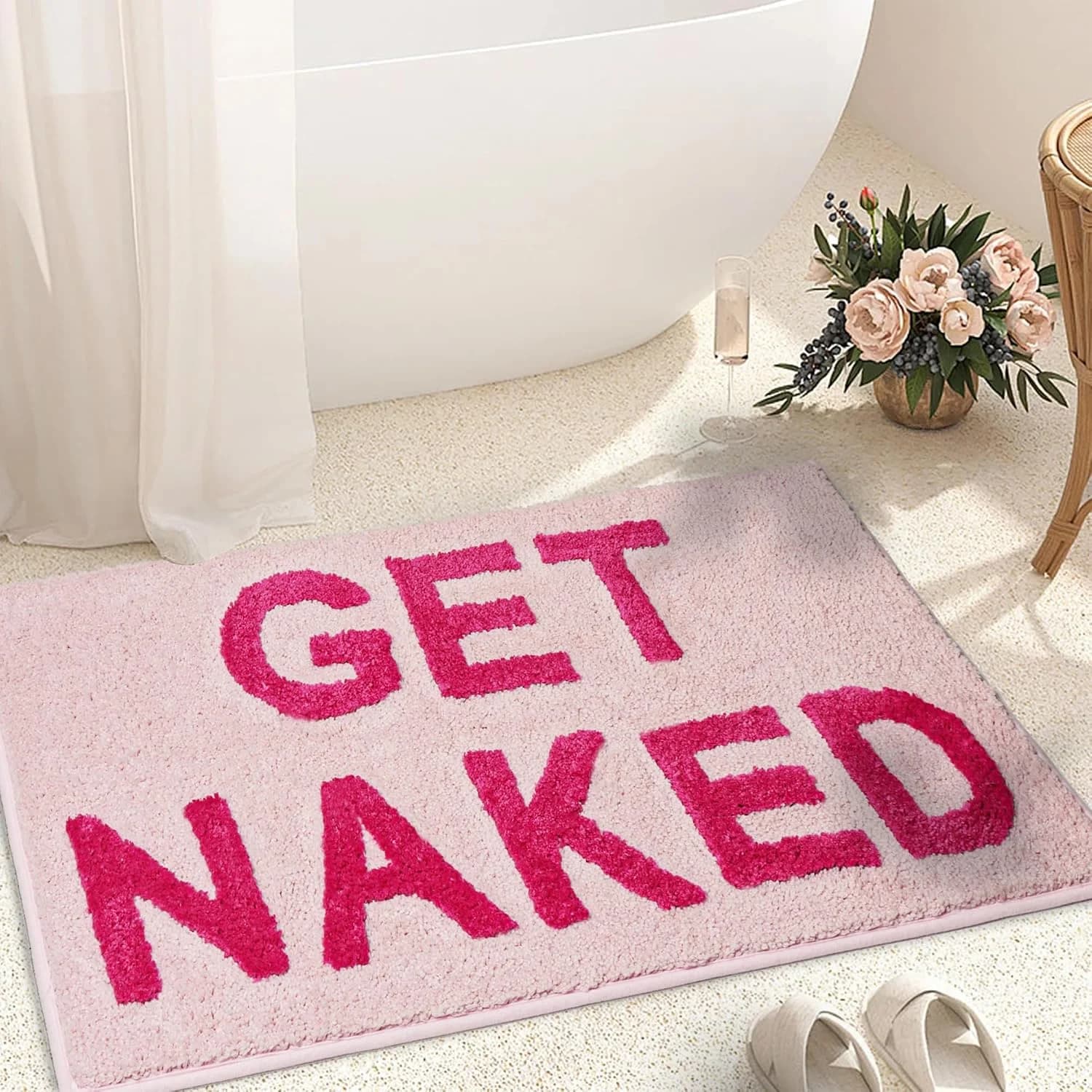 KOEXM Get Naked Bath Mat Bathroom Rugs 16" x 24" Non Slip Bath Rugs