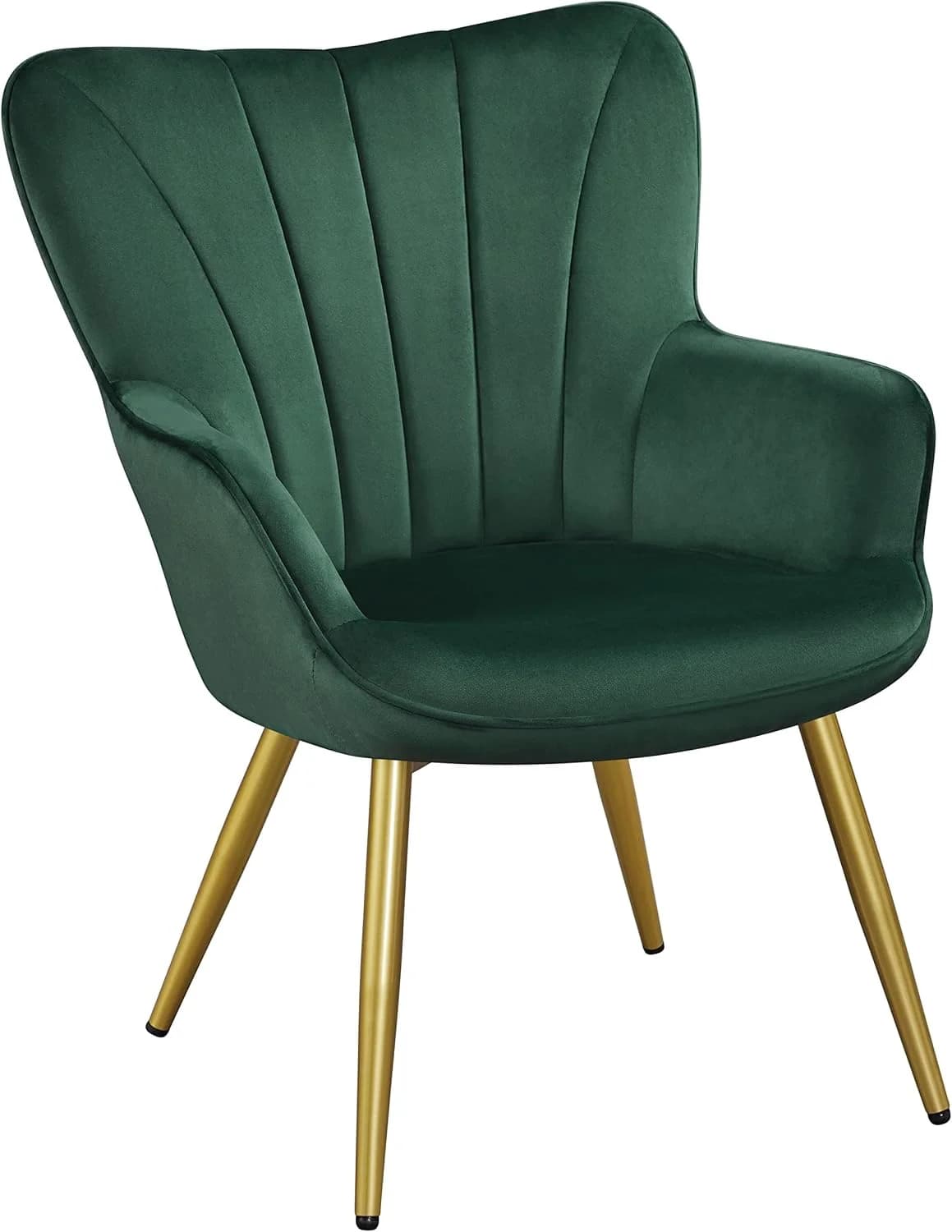 Yaheetech Accent Chair, Upholstered Armchair with Metal Legs, Green